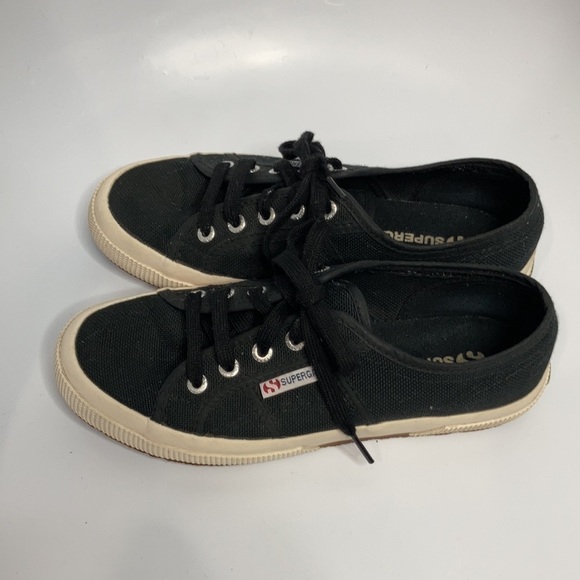 Superga canvas sneakers black & cream size 7 - Picture 4 of 8